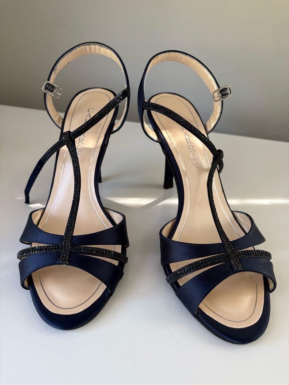 Caparros women’s navy blue satin heel